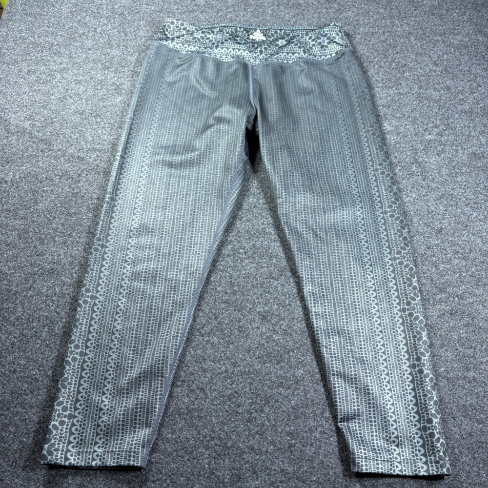 Prana Leggings Women Large Gray Printed Yoga Athletic Boho Geometric Stretch Gym